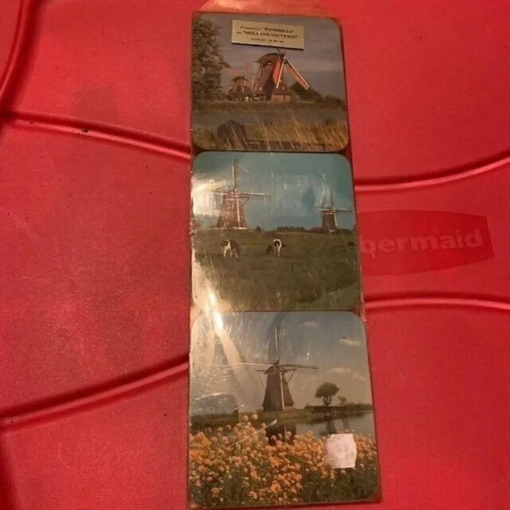 HOLLAND SOUVENIR WINDMILLS COASTERS SET OF 6 NEW